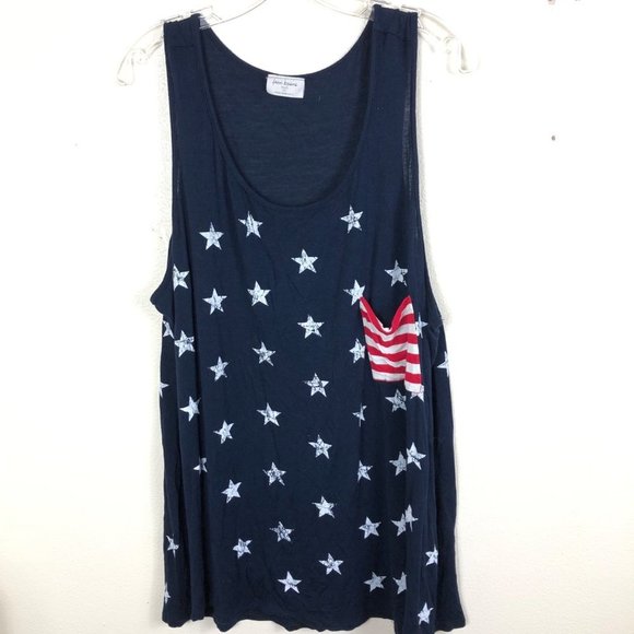 FREE KISSES America Stars and Stripes Sleeveless Tank Top SIze 2X - Picture 1 of 8